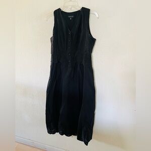 Rachel Zoe Black Sleeveless Midi Dress with Eyelet Detail